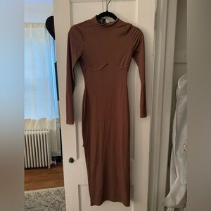 NWT Princess Polly Ribbed Brown Midi dress
